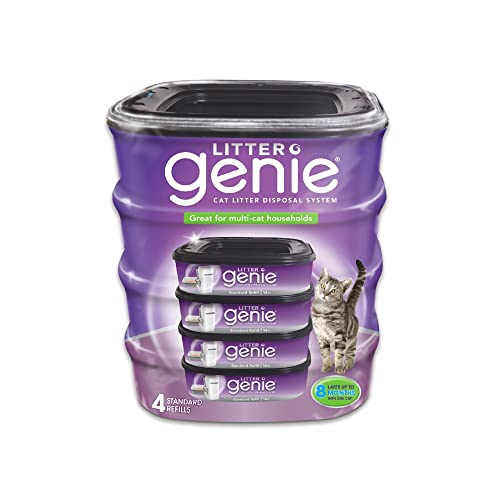Refill Bags (4-Pack) | Multi-Layers of Odor-Barrier Technology | 1 Square Refill Cartridge Lasts Up to 2 Months Per Cat