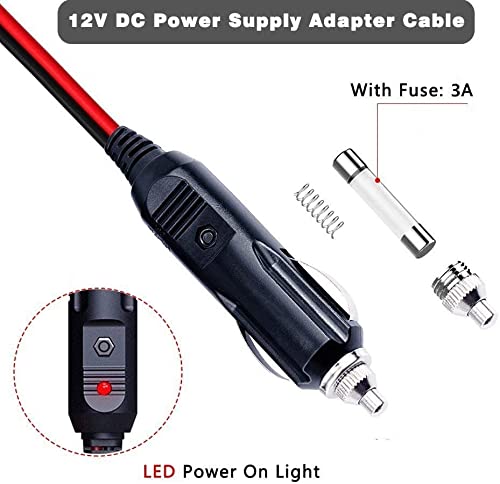 6.56FT DC Car Charger Power Supply Cable,12-24V DC Car Charger Auto Power Supply Cable,Cigarette Lighter Male Plug to DC 5.5mm x 2.1mm Connector Extension Cord, with 4.0mm x1.7 mm DC Connector Plug