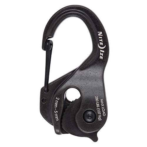 CamJam XT Aluminum Rope Tightener - Versatile Tie Down Cam Mechanism with Carabiner Clip - Secure Hiking Gear Essential - Rope Tie Down Accessory - Black/Coyote