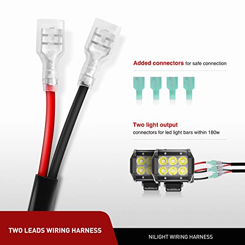 16AWG Off-Road LED Light Bar Wiring Harness Kit 12V Relay On/Off Rocker Switch -2 Leads,2 Years Warranty