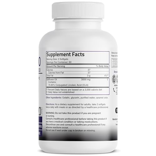 CLA 3000 Extra High Potency Supports Healthy Weight Management Lean Muscle Mass Non-Stimulating Conjugated Linoleic Acid 120 Softgels