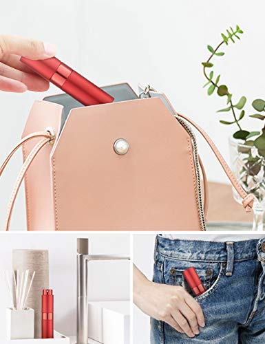 8ML Atomizer Perfume Spray Bottle for Travel, Empty Refillable Cologne Dispenser, Portable Sprayer (Red)