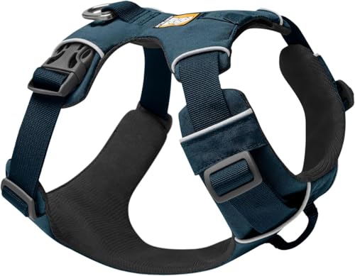 , Front Range Dog Harness, Reflective Soft Padded Everyday Harness with Dual Leash Clips, Adjustable and Lightweight Fit for Training or Walking for All Dogs, Blue Moon, Medium