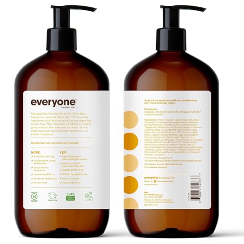 Everyone Nourishing Hand and Body Lotion, 32 Ounce (Pack of 1), Coconut and Lemon, Plant-Based Lotion with Pure Essential Oils, Coconut Oil, Aloe Vera and Vitamin E