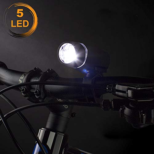 Bicycle Light Set Super Bright 5 LED Headlight, 3 LED Taillight, Quick-Release, Bike Lights for Night Riding