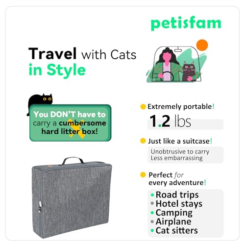 Portable Litter Box for Easy Travel with Cats and Kitties with 1 Collapsible Bowl and 1 Scoop Medium Grey