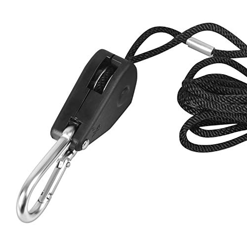 GLROPEX2 2-Pair 1/8 Inch 8-Feet Long Heavy Duty Adjustable Rope Clip Hanger (150lbs Weight Capacity) Reinforced Metal, 2 Pairs, Black