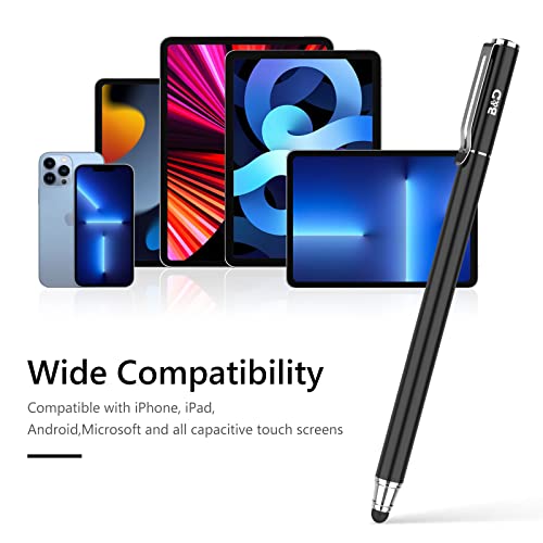 2-in-1 Stylus Touch Screen Pen for iPhone, Ipad, iPod, Tablet, Galaxy and More with 20Pcs Rubber Tips (Black)