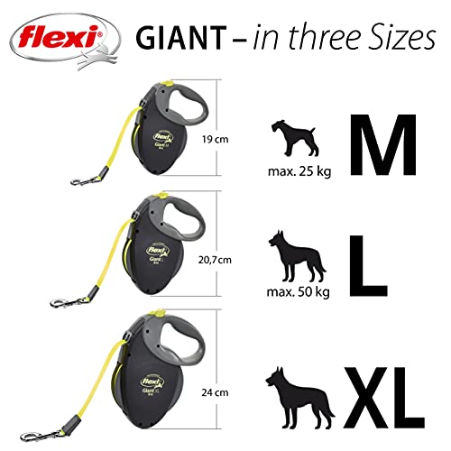 Giant Tape Retractable Dog Leashes for Medium Dogs Upto 55 lbs. – 26 ft., Black | Tangle Free Pet Walking Leash with One-Handed Brake, Pause, Lock|German Quality Product