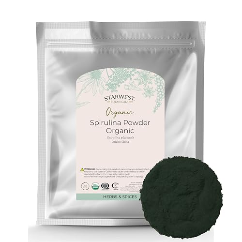 Spirulina Powder Organic - Dried Blue Green Algae Superfood, Source of Protein, Use in Juice & Smoothies, Certified Kosher, Non-GMO - Bulk 1 lb Bag