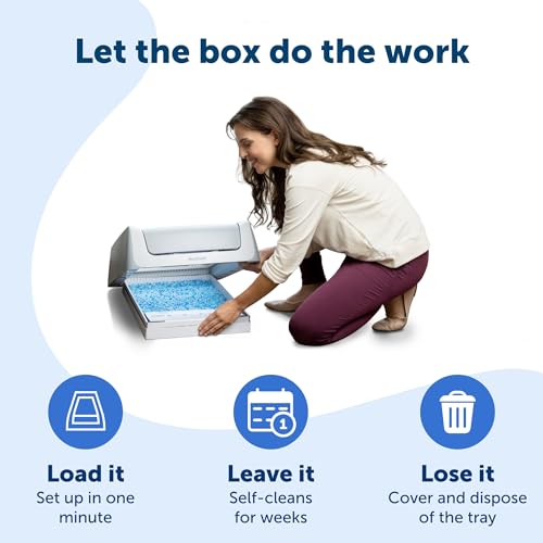 Scoop Crystal Pro Automatic Self Cleaning Cat Litter Box (27.6x19.1x16), Comes with 1 Disposable Litter Tray (Grey)