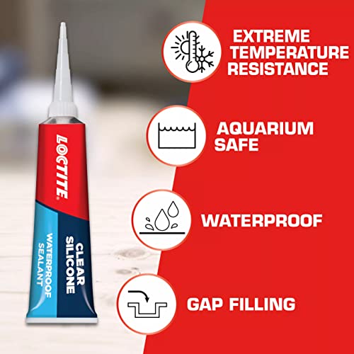 Clear Silicone Sealant, 2.7 fl oz, 6 Pack - 100% Waterproof Sealant for Glass, Ceramic, Wood, Plastic & More
