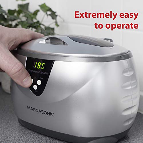 Professional Ultrasonic Jewelry Cleaner with Digital Timer and 20 oz Stainless Steel Tank for Eyeglasses, Rings, Earrings, Coins, Tools, Dentures, Hygiene Items (MGUC500)