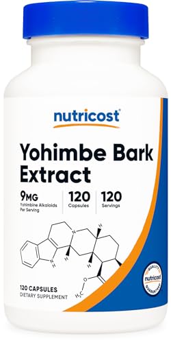 Yohimbe Bark Extract 450mg (9mg Yohimbine Alkaloids), 120 Capsules - Extra Strength, Gluten Free, Non-GMO