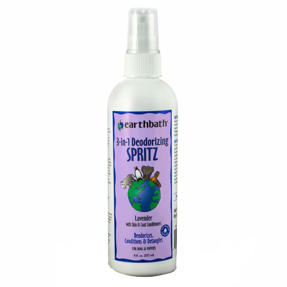 , Lavender 3-in-1 Dog & Puppy Deodorizing Spritz - Dog Odor Eliminator for Strong Odor, Cruelty-Free Dog Cologne, Dog Wash Spray, Made in USA, Dog Bathing Supplies - 8 Oz (1 Pack)