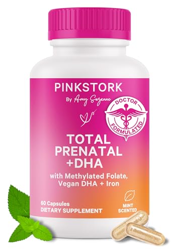 Total Prenatal Vitamins with DHA, Folate, Iron, Choline, and Vitamin B12 - Preconception Nutrition - Prenatals for Women, Pregnancy Must Haves - Mint Essence, 60 Capsules, 1 Month Supply
