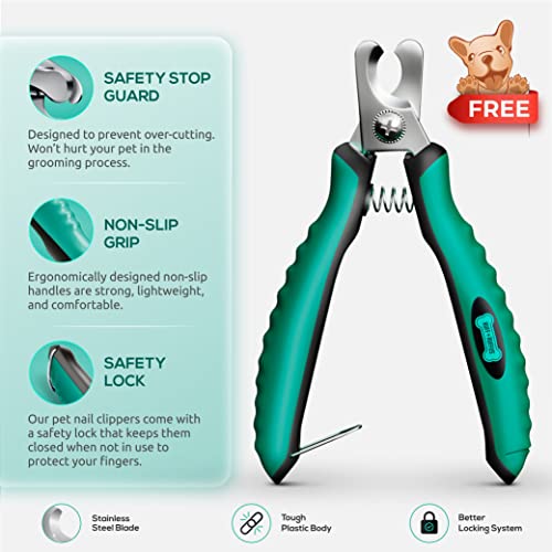 Ruff 'N Ruffus Deshedding Brush for Dogs & Cats - Reduces Shedding by up to 95% with Detachable Head & Non-Slip Grip, with Free Nail Clippers, Suitable for All Breeds