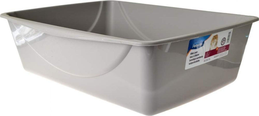 Open Cat Litter Box, Extra Large Nonstick Pan Durable Standard Litter Box, Mouse Grey Great for Small & Large Cats Easy to Clean, Made in USA