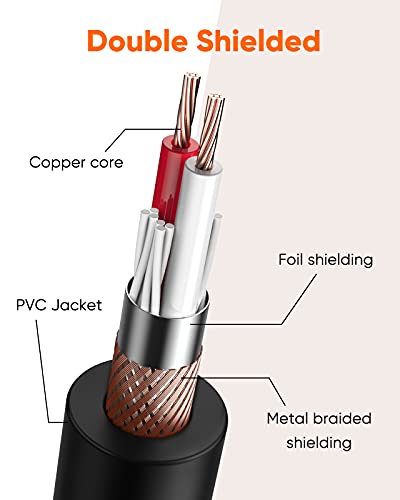 XLR Microphone Cable, 6 FT XLR Male to XLR Female Balanced 3 PIN Mic Cables, Black