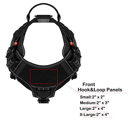 Tactical Dog Harness,Large Size, 2X Metal Buckle,Working Dog MOLLE Vest with Handle,No Pulling Front Leash Clip,Hook and Loop Panel