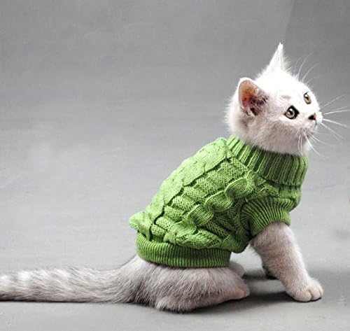 Pet Cat Sweater Kitten Clothes for Cats Small Dogs,Turtleneck Cat Clothes Pullover Soft Warm,fit Kitty,Chihuahua,Teddy,Poodle,Pug (Green, Large)