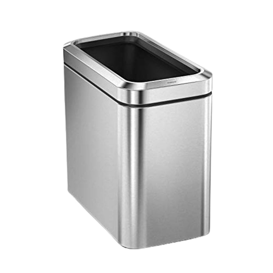 25 Liter / 6.6 Gallon Slim Open Top Small Trash Can, Commercial Grade Heavy Gauge Office Trash Can, Brushed Stainless Steel