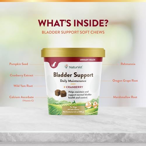 Bladder Support Plus Cranberry for Dogs, 60 ct Soft Chews, Made in The USA with Globally Source Ingredients