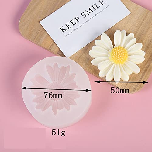 4 Pack Flower Mold Resin Mold Chamomile with Hole/Single Chamomile Flower/Four Daisy Flower in One/Single Daisy Flower Silicone Mold for Resin Candle Mold Flower Decoration Mold