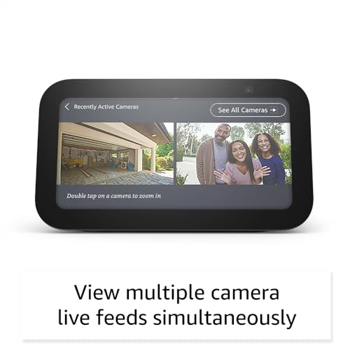 Echo Show 5 (newest model), Smart display with 2x the bass and clearer sound, Charcoal