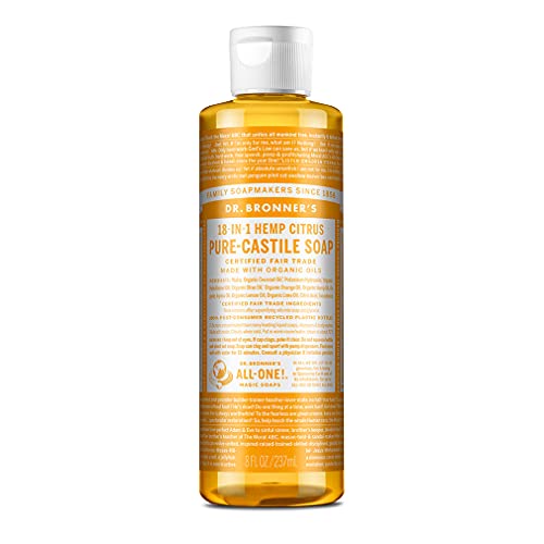 - Pure-Castile Liquid Soap (Citrus, 8 ounce) - Made with Organic Oils, 18-in-1 Uses: Face, Body, Hair, Laundry, Pets and Dishes, Concentrated, Vegan, Non-GMO