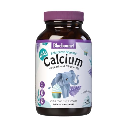 Super Earth Rainforest Animalz Calcium Magnesium And Vitamin D3 Chews, Natural Vanilla Frosting, White, 90 Count