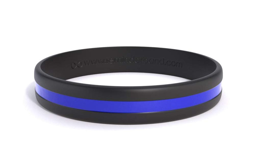 Thin Blue Line Bracelet - Silicone Police Wristband (Medium)