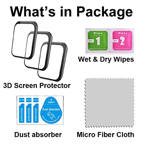Screen Protector for S2 1.69 inch, Compatible with TOZO S2 smartwatch, 3-Pack, 3D Full Coverage, Curved Edge frame, Anti-shatter, Anti-scratch
