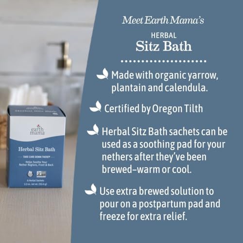 Herbal Sitz Bath | Pregnancy & Postpartum Essentials, Soothing Sitz Bath for Hemorrhoids with Witch Hazel, & Calendula, 6-Count