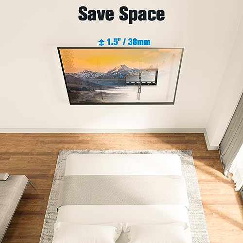 UL Listed TV Mount for Most 37-75 Inch TV, Universal Tilt TV Wall Mount Fit 16, 18, 24 Stud with Loading Capacity 132lbs, Max Vesa 600 x 400mm, Low Profile Flat Wall Mount Bracket