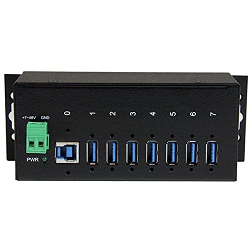 7-Port USB 3.0 Hub - 5Gbps - Metal Industrial USB-A Hub with ESD Protection & 350W Surge Protection - Din Rail Wall or Desk Mountable - TAA Compliant USB Expander Hub (ST7300USBME)