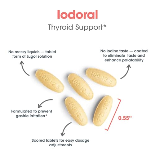 Iodoral 12.5mg Supplement – Iodine for Thyroid Support, Potassium Iodide Tablets, Lugol Solution, Daily Vitamins & Minerals - 90 Count