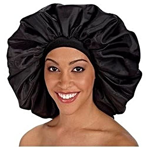 Organic Argan + Shea Butter Olive Oil Super Jumbo Satin Bonnet #899 Black