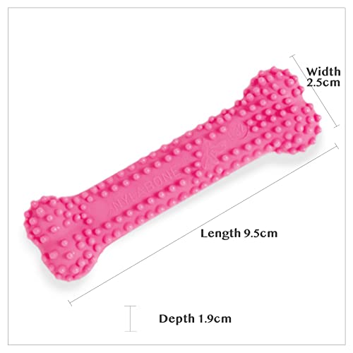 Textured Teething Bone Chew Toy for Puppies, Puppy Chewing Toys, Pink, Chicken Flavor, X-Small - Up to 15 Ibs, 1 Count