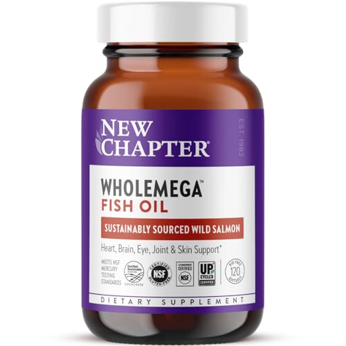 Wholemega Fish Oil Supplement - Wild Alaskan Salmon Oil with Omega-3 + Vitamin D3 + Astaxanthin + Sustainably Caught - 120 ct, 1000mg Softgels