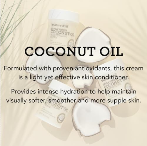 Extra Virgin Coconut Oil Moisturizing Cream for Face, Body, & Hands, Anti Aging, Firming, Restores Skin's Moisture Barrier, Provides Intense Hydration For Dry & Dull Skin (16 Oz)