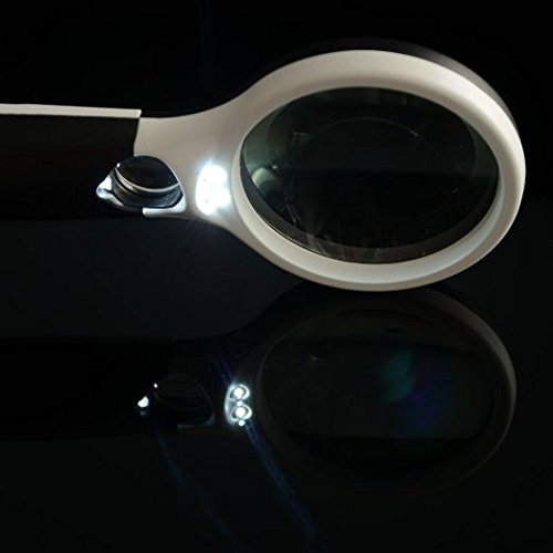 3 LED Light 3X 15X Handheld Magnifier Reading Magnifying Glass Lens Jewelry Loupe White and Black