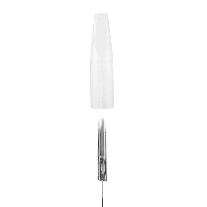50 Professional Disposable Fog Eyebrow Eyeliner Lip Tattoo Microblading Needle + Needle Cap for Eyeliner Lip Tattoo(7F)