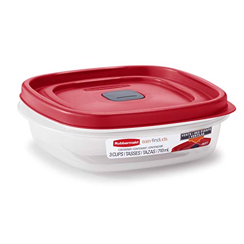 Easy Find Lids 3-Cup Food Storage and Organization Container, Racer Red