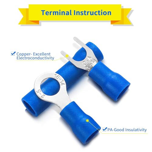 1200PCS Electrical Connector Kit- Automotive Insulated CrimpTerminals Connectors for Wiring Mixed Ring Fork Spade Butt Connector Set