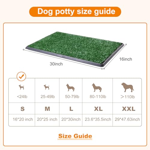 Dog Grass Pad with Tray Large, Dog Litter Box, Indoor Dog Potties for Apartment and Patio Training, with 2 Packs Dog Grass Pee Pads for Replacement