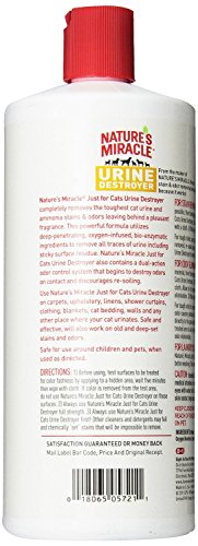 Nature's Miracle Just for Cats Urine Destroyer Intense Urine Stain & Odor Remover, 32-Ounce Pour Bottle (P-5721)