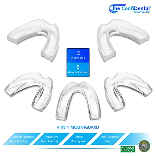 - Pack of 5 Moldable Mouth Guard for Teeth Grinding Clenching Bruxism, Sport Athletic, Whitening Tray, Including 3 Regular and 2 Heavy Duty Guard (3 (lll) Regular 2 (II) Heavy Duty)