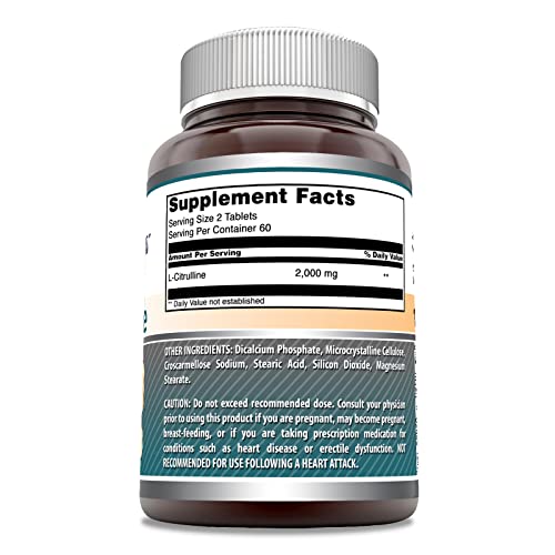 Amazing Formulas L Citrulline 2000mg Per Serving 120 Tablets Supplement | Amino Acid Supplement for Men & Women | Non-GMO | Gluten Free | Made in USA