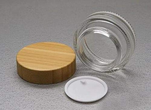 1Pcs 50ML 2oz Empty Refillable Clear Glass Makeup Cosmetic Bottle Container Jars Pot With Bamboo Lids For Homemade Oils Lotion Cream Sample Packing Storage